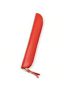 1 件时尚简约皮革铅笔盒，柔软亲肤皮革材质，复古学生文具袋多功能拉链铅笔收纳袋，返校，学校用品，铅笔袋，书包 - 彩色 - 查看 10