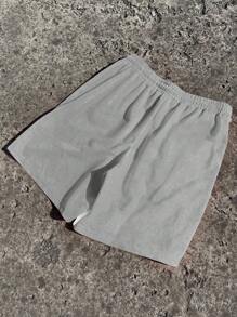 Manfinity Roghcode Quần short nam thời trang mùa hè rộng rãi, có dây rút đa năng - Màu Xám nhạt - Xem 2