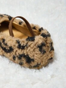 Autumn/Winter Fashionable Versatile Casual Cute Fun Leopard Plush Liner Warm Baby Kids Flat Sandals - Camel - View 9
