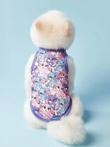 PETSIN 2件套宠物通用蓝色兔子可爱卡通印花时尚休闲舒适透气狗狗背心