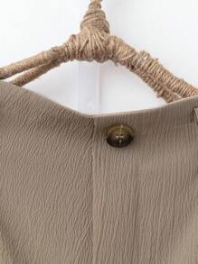 SHEIN PETITE CURVE 大码宽松休闲时尚女裤 - 咖啡棕 - 查看 3