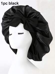 SHEIN Luxury Satin Silk Bandana With Adjustable Tie - Lightweight Hair Care Hat For All Night Comfort, Conditioning And Showering - Men's And Women's Bow Simulated Silk Beauty Hair Care Wide-Brimmed Hat Bandana Sleeping Hat - Multicolor - View 9