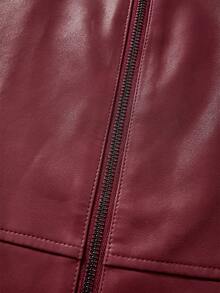 SHEIN Unity Solid Color Zipper Pocket Casual Versatile Fashion Long Sleeve Jacket Fall Winter Cloth For Women - Burgundy - View 5