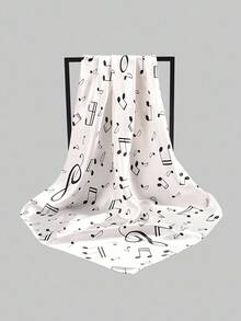 ROMWE Kawaii 1 件可爱卡通围巾，甜美音符元素白色纯色百搭配饰围巾，创意多用途围巾 - 彩色 - 查看 4