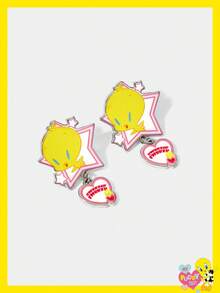 LOONEY TUNES X SHEIN 1 Pair Cute, Casual Star & Heart Cartoon Stud Earrings