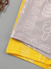 5pcs/Pack Tween Boys' Cotton Boxer Briefs, Rock Music Letter Graphic, Comfortable & Street Style