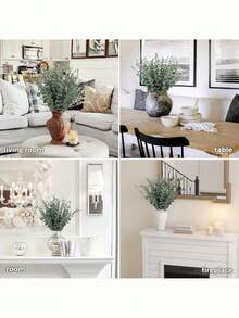 SHEIN 5/10/30/50 sztuk łodyg eukaliptusa, sztuczne rośliny, sztuczne gałązki eukaliptusa, sztuczne łodygi eukaliptusa, bukiety ślubne, kompozycje kwiatowe do domu, jesienne dekoracje wiejskie, walentynki, prezenty na Dzień Matki, prezenty z okazji ukończenia szkoły