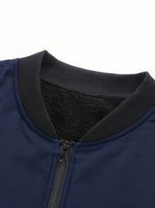 Manfinity Homme 男士长袖休闲多功能保暖夹克，秋冬季，男士长袖蓝色保暖夹克，男士长袖飞行员夹克（冬季），海军蓝 - 寶藍色 - 查看 5