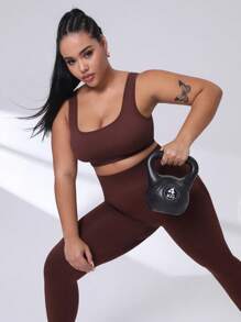 Easithlete Legginsy damskie, długie, dzianinowe, obcisłe, w dużych rozmiarach, z szybkoschnącego materiału, idealne do aktywnego stylu życia. Brązowe legginsy kompresyjne. Legginsy kompresyjne. Bezszwowe legginsy do jogi. Damskie spodnie.