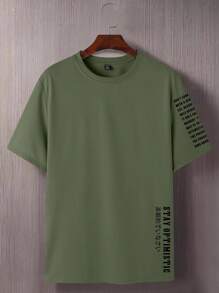 Manfinity Homme 男士夏季休闲标语图案T恤