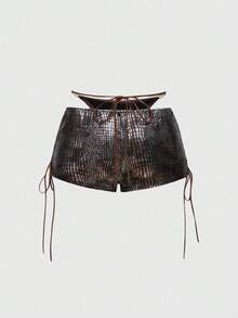 ROMWE Hippie Y2K Sexy Lace-Up Faux Fur Bikini Set For Women - Pink - View 8