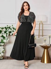 Modelyn Plus Size Women Elegant Cinched Waist Fashion Dress