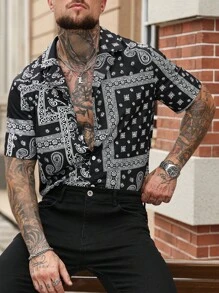 Manfinity Dauomo Men's Summer Holiday Short Sleeve Casual Shirt With Paisley Print - Multicolor - View 4