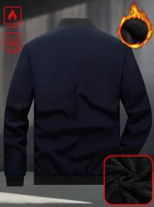 Manfinity Homme Men's Long Sleeve Casual Versatile Thermal Lined Outdoor  Jacket, Autumn/Winter, Navy Blue Jacket, Thermal Lined Jacket - Navy Blue - View 2