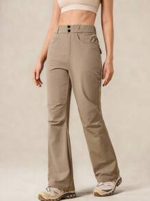 OutZeal 女士户外裤 露营徒步 防水弹力修身喇叭裤腿带口袋