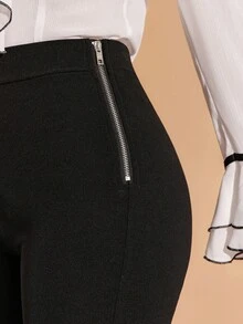 Amorya Pantalones de mujer para trabajo - Blanco y Negro - Ver 6