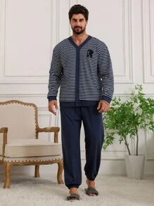 DAZY Cardigan multicolore, set da uomo per il tempo libero, pigiama autunnale - Multicolore - Visualizzare 5