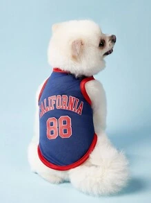 PETSIN 1 chiếc áo vest cho chó mèo phổ thông 88 màu xanh navy California phong cách retro thời trang in họa tiết giản dị và thoải mái cho chó - Nhiều màu - Xem 1