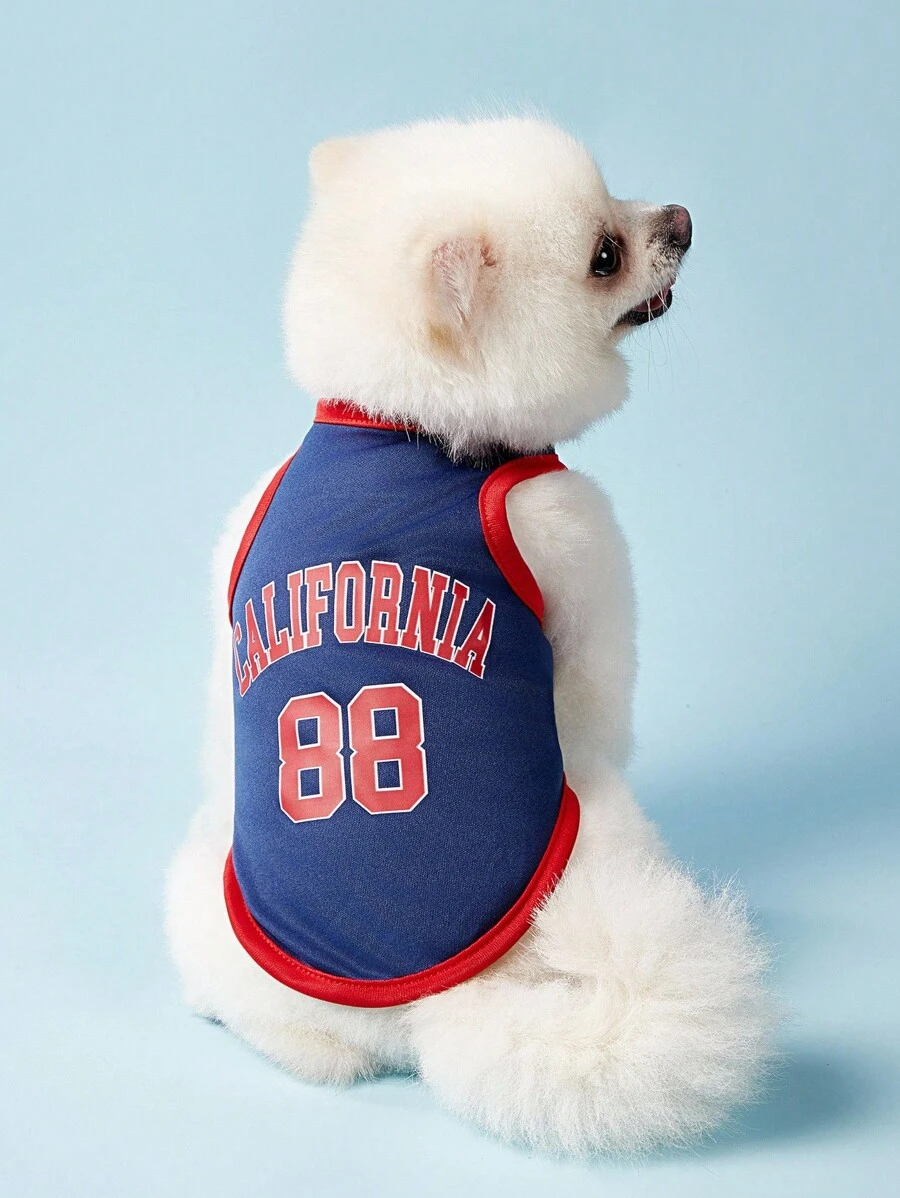 PETSIN 1 chiếc áo vest cho chó mèo phổ thông 88 màu xanh navy California phong cách retro thời trang in họa tiết giản dị và thoải mái cho chó - Nhiều màu - Xem 1