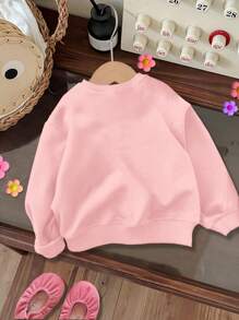 Baby Girl Adorable Halloween Pattern, Cream Pink, Halloween Pumpkin, Spooky Cute, Spooky Season, Ghost, Bow, Trick Or Treat, Pumpkins, Little Miss Bootiful, Casual Soft Crew Neck Loose Thick Sweatshirt Suitable For Autumn/Winter, Autumn, Easy Comfort, Autumn Layers For Baby &, Casual Wear, Baby & Halloween Graphic, Fall, Suitable For Outdoor, Street Photography, Home, Halloween Party - Pink - View 2