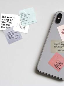 SHEIN 60 件复古名人名言贴纸，防水乙烯基涂鸦贴纸，适用于笔记本电脑、行李箱、滑板、手机、DIY 贴花、美学贴纸 - 彩色 - 查看 9