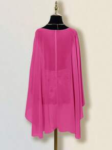 Sweetina Women's Loose Vacation Casual Shawl Blouse, Multi-Way Wear Plunging Neck Backless Halter Top - Hot Pink - View 2