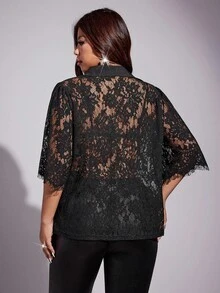 Viva Relle Camicetta elegante e sexy in pizzo per donne taglie forti