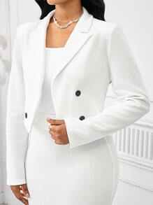 SHEIN Lady 秋冬女士优雅纯色西装外套和裙装套装