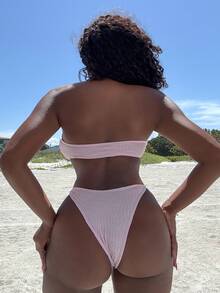 Alexandranx 環鏈抹胸比基尼泳裝 - 淺粉色 - 查看 2