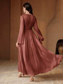 Anewsta Women's Long Sleeve Dress, Elegant & Versatile For Commuting, Spring & Autumn - Redwood - View 2