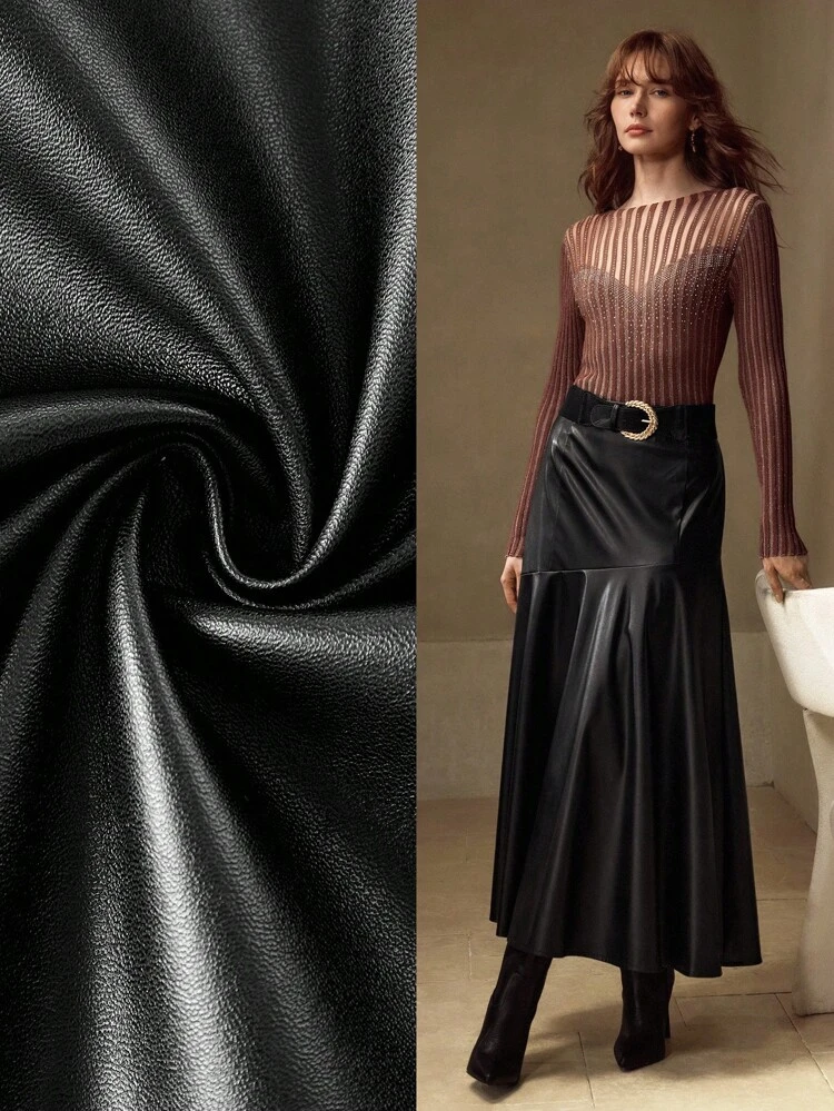 GATHERED FLARED MIDI SKIRT
