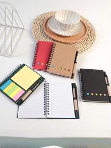 SHEIN 1 buah (Termasuk Pena) Set Buku Catatan Kombinasi, Cocok untuk Catatan Kerja, Pesan Rumah, Penanda Belajar, Pembatas Buku Indeks, Perlengkapan Alat Tulis Kantor, Hadiah Alat Tulis untuk Kembali ke Sekolah, Ulang Tahun, Hari Raya, Hadiah untuk Pelajar - MultiWarna - View 2