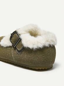 Fashion Simple Versatile Thermal Lined Thicken Anti-Cold Warm Casual Hook-And-Loop Flat Shoes For Autumn And Winter - Olive Green - View 6