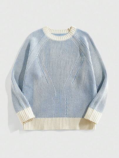 Street Life Men's Round Neck Striped Knit Sweater, Street Fashion , Fall Winter