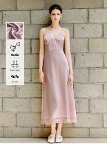 Chiquease Women's Sleeveless Lace Patchwork Decorated Mini Dress - Pink - View 1