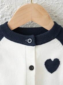 SHEIN Macacão Clássico Azul e Branco de Contraste para Bebê Menino, Confortável, Quente e Macio, Tricotado em Lã, Outono/Inverno - Multicolorido - Visão 2