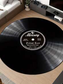 SHEIN 水晶天鹅绒复古黑胶唱片地毯，水晶天鹅绒浮雕波西米亚风，水晶天鹅绒浮雕绿色复古 - 轻盈、防滑，适用于客厅、卧室、浴室和办公室装饰 - 情人节的完美时尚家居装饰，音乐爱好者的理想礼物 - 彩色 - 查看 5