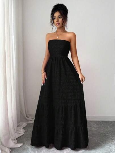 Rafferiza Off The Shoulder Dress Ins Scooped Tube Top Dress For Women In Summer. The Chest Is Pleated To Show The Bust Shape. The Tube Top Design Is Made Of Light And Breathable Textured Fabric. The Loose Skirt Covers The Hips And Makes You Look Thin. Pair It With A Straw Hat For A Beach Vacation And A Sense Of Atmosphere.