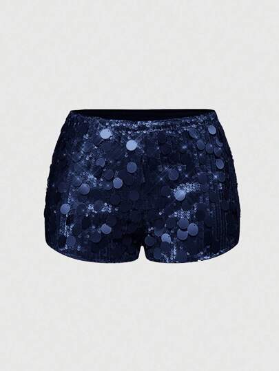 ROMWE Grunge Punk Women's Sexy Super Low Waist Glitter Sequin Mini Shorts, Suitable For Summer Beach, Graduation, Easter, Concert, Nashville Vacation, Prom, Street Punk