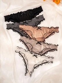 PetitDoll Quần lót liền mạch có viền nơ tương phản sóng 5 chiếc/gói - Nhiều màu - Xem 3