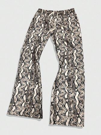 Street Life Men's Snake Skin Layered Flare Leg Sweatpants