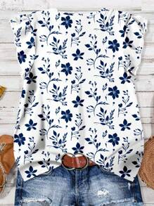 EMERY ROSE Áo sơ mi rộng cổ chữ V họa tiết hoa cúc phong cách nghỉ dưỡng thường ngày cỡ lớn cho nữ, quần áo mùa hè cho nữ, quần áo nghỉ dưỡng cho nữ, quần áo mùa hè cho nữ, phụ nữ - Nhiều màu - Xem 3