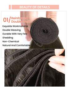 #2 棕色束人发直发束人发接发 1 束未加工巴西原生发深棕色直发接发 90 克/束 - S2 - 查看 3