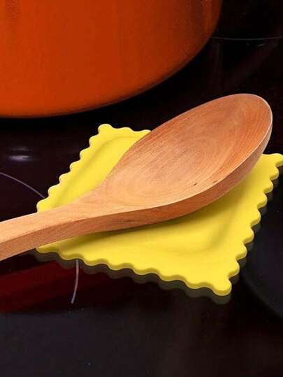 可爱卡通饼干形硅胶勺架 - 耐热和防烫厨房垫，适用于汤匙，非常适合家庭和餐厅使用硅胶勺用于烹饪厨房勺子用于烹饪、厨房、圣诞节礼物回到学校