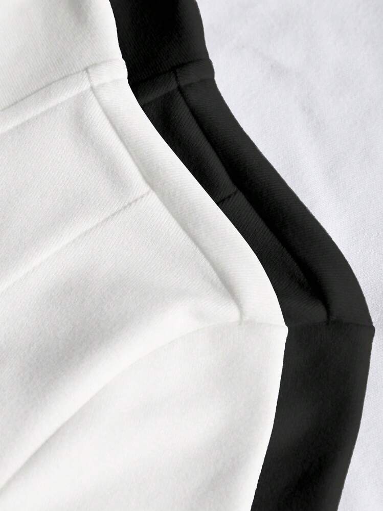Jaqueta Esportiva Casual Ajustada de Manga Longa com Zíper Preto e Branco, Agasalho Fino para o Outono - Branco - Visão 4