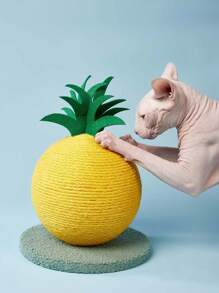 PETSIN 1 件 EcoPaws 耐用黄麻绳猫抓板，水果剑麻球设计，互动声控玩具，天然材质，安全不掉毛，适合猫咪 - 彩色 - 查看 4