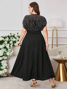 Modelyn Plus Size Women Elegant Cinched Waist Fashion Dress