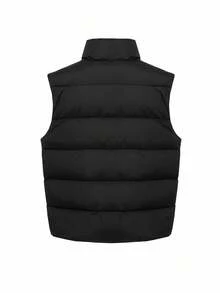 DAZY 男士冬季刺绣图案黑色保暖背心夹克 - 黑色 - 查看 4