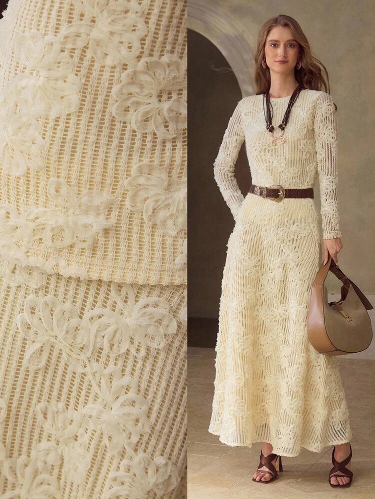 APPLIQUES RIBBED KNIT TOP & SKIRT