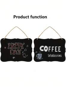 SHEIN 1PC Vintage Double Sided Wooden Hanging Chalkboard Sign Blackboard For Kitchen Wedding Decor Message Board Pet Tags Playroom Rustic Home Sign Small Hanging Board Farmhouse Decor